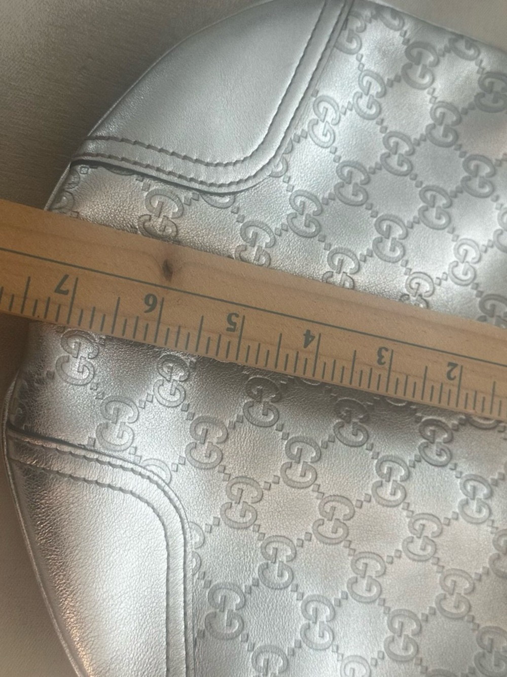 Gucci Silver Monogram Shoulder Bag - Picture 10 of 12